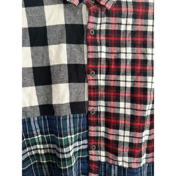 Zara Man Button Up Long Sleeved Elbow Patchwork Collared shirt plaid Men Size M - Picture 7 of 8